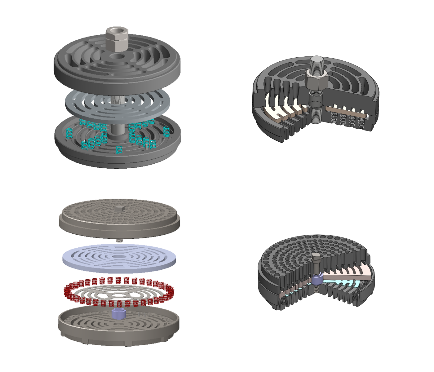 Exploded and sectional diagrams of reciprocating compressor valves